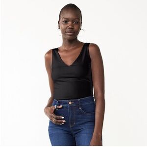 Nine West Sculpting V-Neck Bodysuit - Mineral Black, L (NWT)